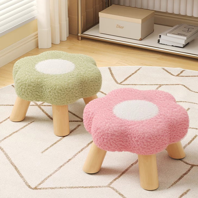 Kids' Flower-Shaped Lamb Fleece Stool - Stackable, Low-Profile, Backless & Armless Contemporary Seating for Living Room & Bedroom