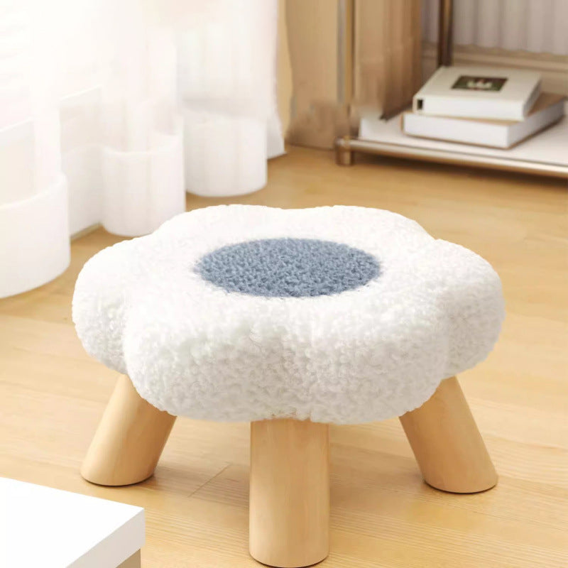 Kids' Flower-Shaped Lamb Fleece Stool - Stackable, Low-Profile, Backless & Armless Contemporary Seating for Living Room & Bedroom