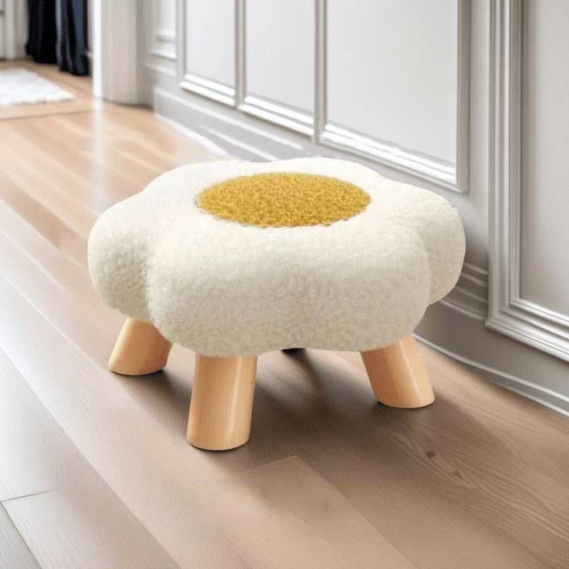 Kids' Flower-Shaped Lamb Fleece Stool - Stackable, Low-Profile, Backless & Armless Contemporary Seating for Living Room & Bedroom