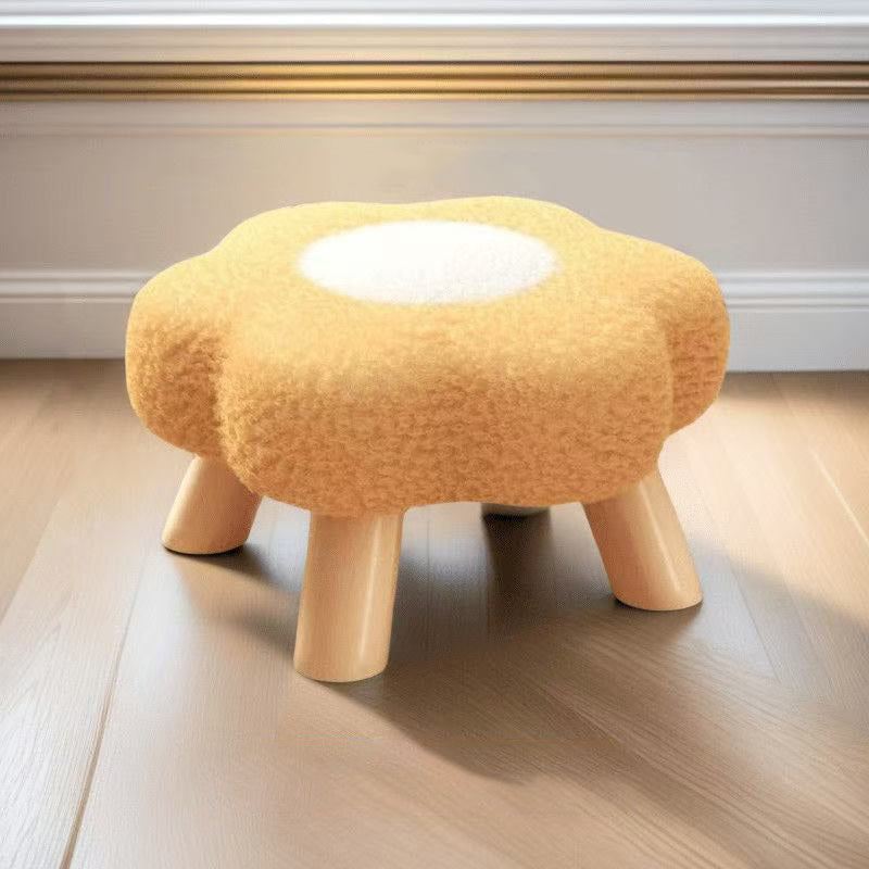 Kids' Flower-Shaped Lamb Fleece Stool - Stackable, Low-Profile, Backless & Armless Contemporary Seating for Living Room & Bedroom