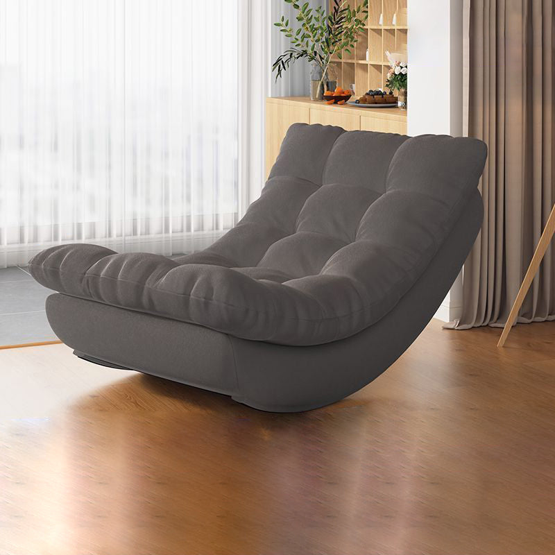 Modern Minimalist Suede Pine Wood Rectangular Rocking Chair – Comfortable Single Recliner with Backrest and Footrest for Living Room
