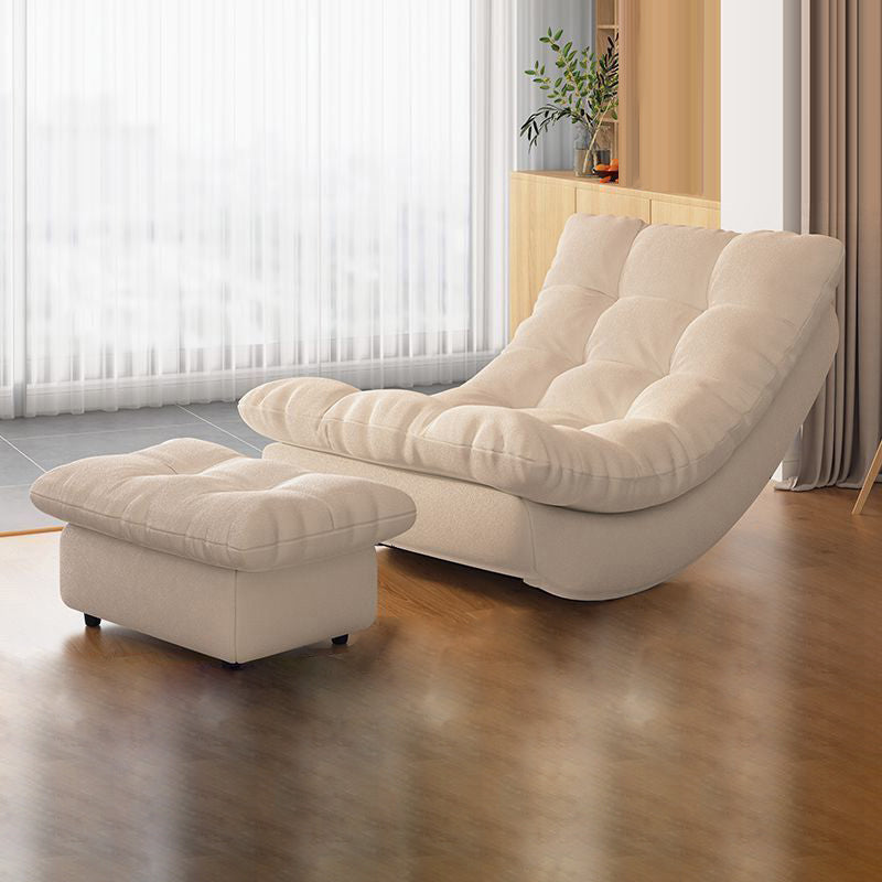 Modern Minimalist Suede Pine Wood Rectangular Rocking Chair – Comfortable Single Recliner with Backrest and Footrest for Living Room