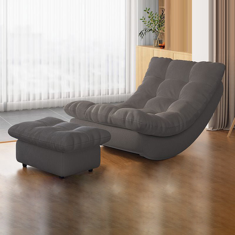 Modern Minimalist Suede Pine Wood Rectangular Rocking Chair – Comfortable Single Recliner with Backrest and Footrest for Living Room