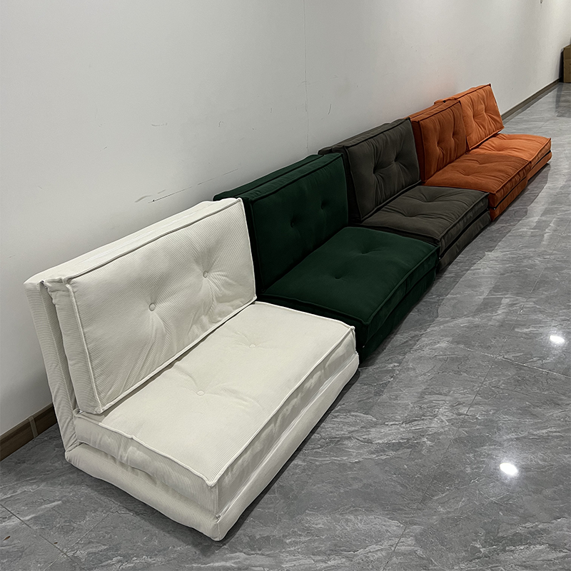 Modern Scandinavian Corduroy & Cotton Foldable Sofa with Backrest – Stylish Lounge Couch for Living Room & Bedroom