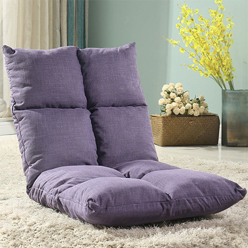 Modern Minimalist Fabric & Cotton Lazy Chair with Metal Frame, Rectangular Checkered Cushions, Adjustable Backrest - Tatami Style for Living Room, Bedroom & Bay Window
