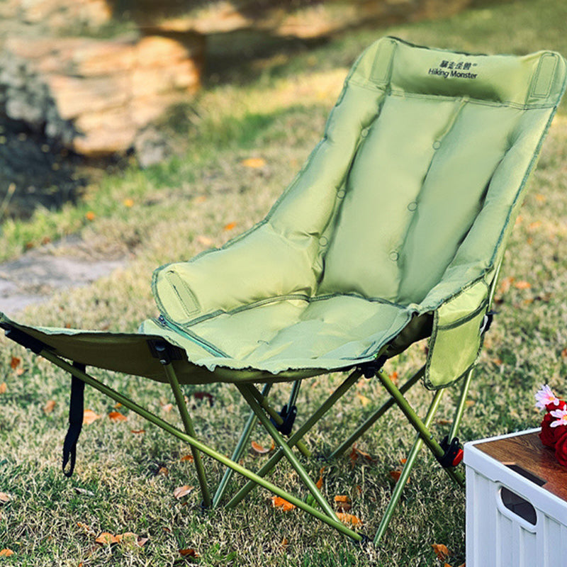 Moon Foldable Camping Recliner with Footrest & Backrest – Modern Minimalist Fabric & Carbon Steel for Outdoor Patio