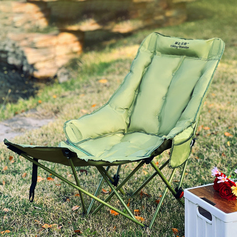 Moon Foldable Camping Recliner with Footrest & Backrest – Modern Minimalist Fabric & Carbon Steel for Outdoor Patio