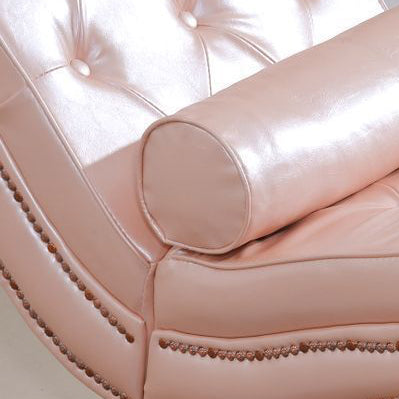 Luxurious European-Style Velvet and Leather Curved Chaise Lounge Recliner with Wooden Frame and Backrest – Perfect for Living Room or Bedroom