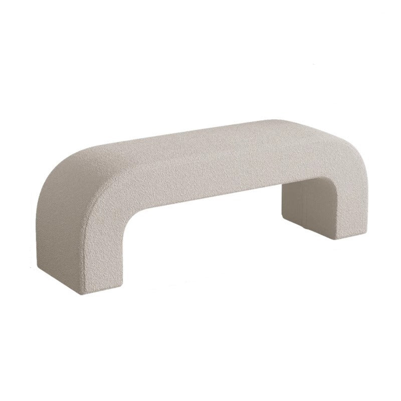 Sleek Modern Minimalist Wood, Lambswool & PU Leather Rectangular Bench for Entryway & Living Room
