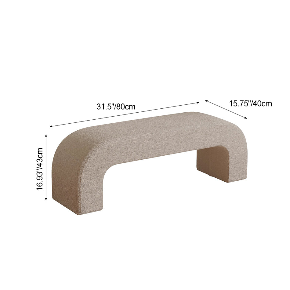 Sleek Modern Minimalist Wood, Lambswool & PU Leather Rectangular Bench for Entryway & Living Room