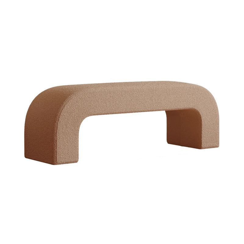 Sleek Modern Minimalist Wood, Lambswool & PU Leather Rectangular Bench for Entryway & Living Room