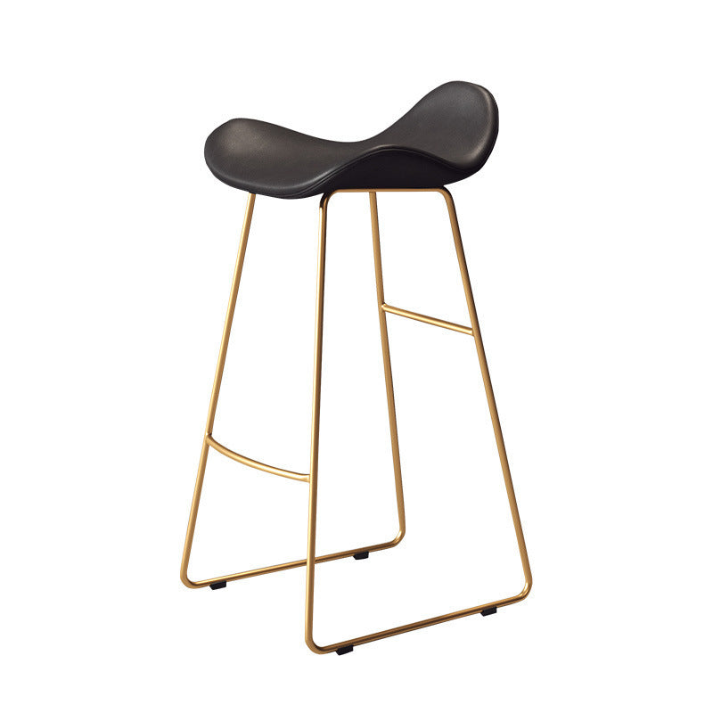 Modern Scandinavian PU Leather & Iron Triangle Bar Stool with Backrest and Footrest for Kitchen & Bar