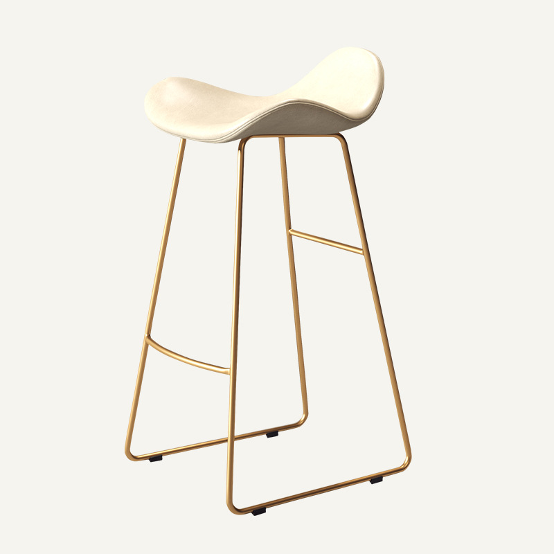 Modern Scandinavian PU Leather & Iron Triangle Bar Stool with Backrest and Footrest for Kitchen & Bar