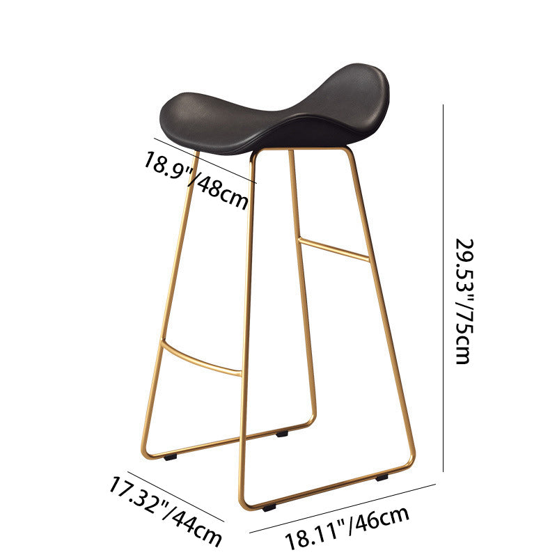 Modern Scandinavian PU Leather & Iron Triangle Bar Stool with Backrest and Footrest for Kitchen & Bar