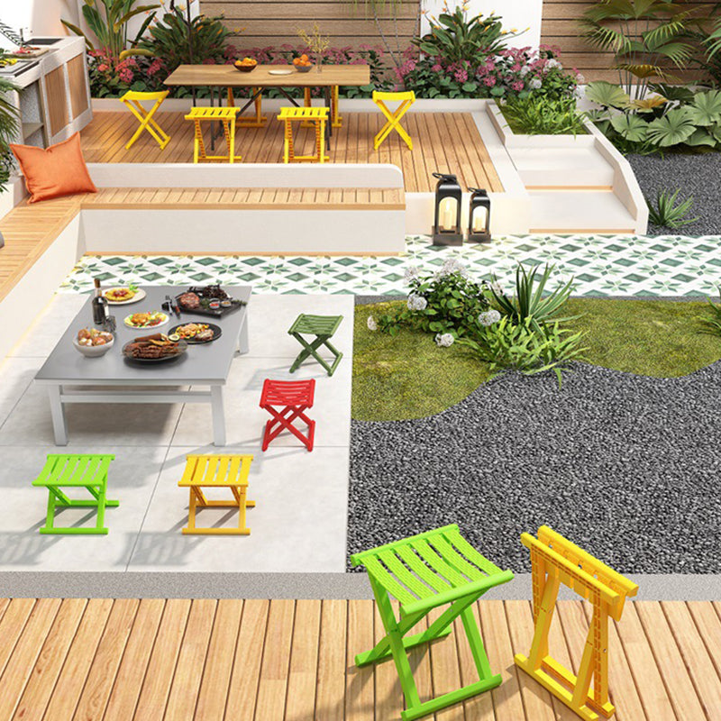 Contemporary Industrial Square Foldable Stool - Low-Profile, Portable PP/TPE Camping Chair for Outdoor and Living Room