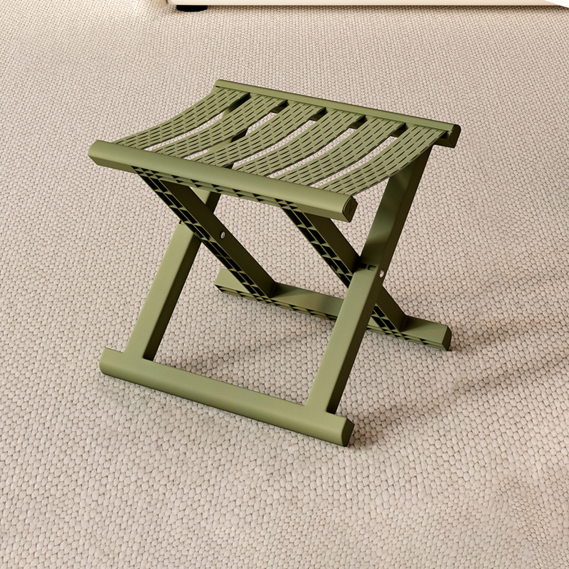 Contemporary Industrial Square Foldable Stool - Low-Profile, Portable PP/TPE Camping Chair for Outdoor and Living Room