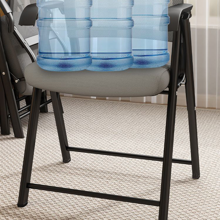 Modern Minimalist Foldable Mesh Desk Chair with Foam Cushioned Seat, Carbon Steel Square Frame, Backrest and Armrests – Ideal for Home, Office, or Study