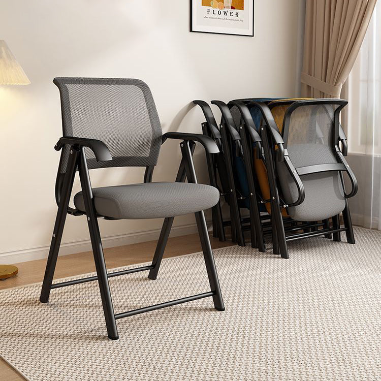 Modern Minimalist Foldable Mesh Desk Chair with Foam Cushioned Seat, Carbon Steel Square Frame, Backrest and Armrests – Ideal for Home, Office, or Study