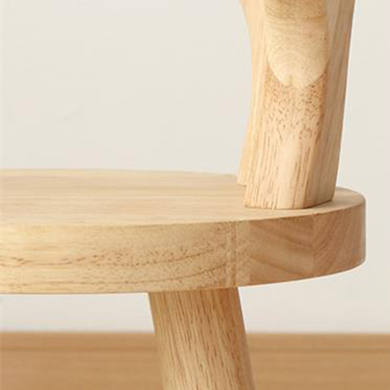 Modern Solid Wood Antler-Style Round Kids Stool with Backrest — Low-Height Seat for Living Room and Entryway