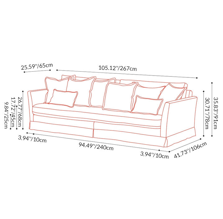 Birch-Frame Removable-Cover Sofa - Elegant French-Style 3/4-Seater Living Room Accent Chair