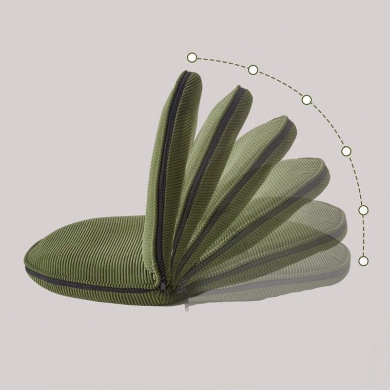 Modern Minimalist Oval Foldable Lambswool Corduroy Accent Chair with Carbon Steel Frame, Armless Backrest, for Living Room