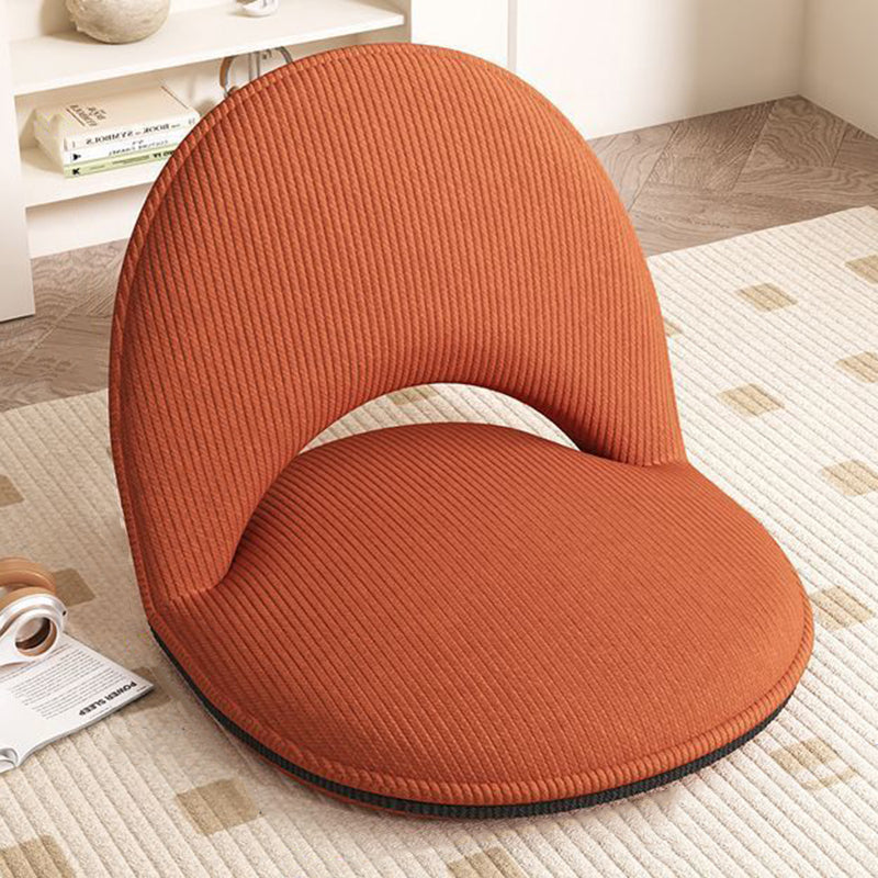 Modern Minimalist Oval Foldable Lambswool Corduroy Accent Chair with Carbon Steel Frame, Armless Backrest, for Living Room