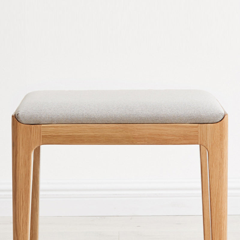 Modern Minimalist Rectangular Vanity Stool with Upholstered Fabric Seat and Wood Frame for Bedroom