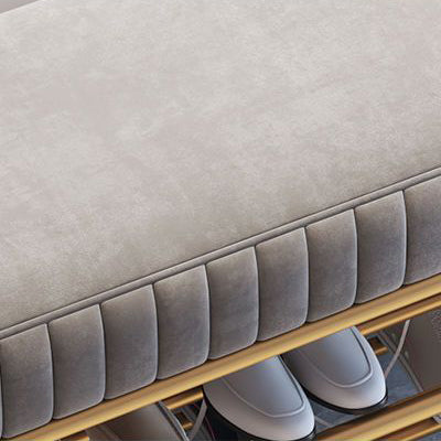 Luxurious Contemporary Oval Iron Crystal Velvet 2-Tier Shoe Storage Bench for Entryways