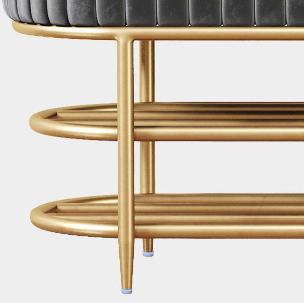 Luxurious Contemporary Oval Iron Crystal Velvet 2-Tier Shoe Storage Bench for Entryways