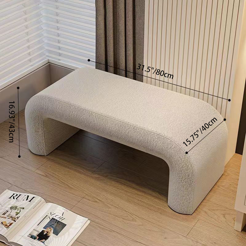 Modern Scandinavian Rectangular Shoe Bench with PU Leather and Faux Velvet Upholstery, Wood Panel, for Entryways