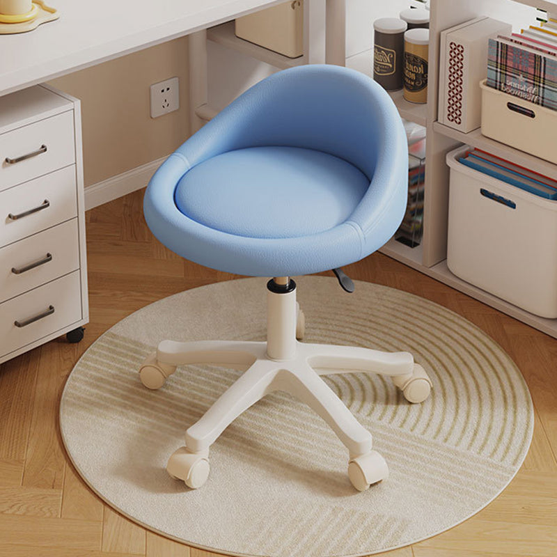 Contemporary Scandinavian Round Vanity Stool with Microfiber Leather Upholstery, Movable and Height-Adjustable, PP Base, Perfect for Bedroom