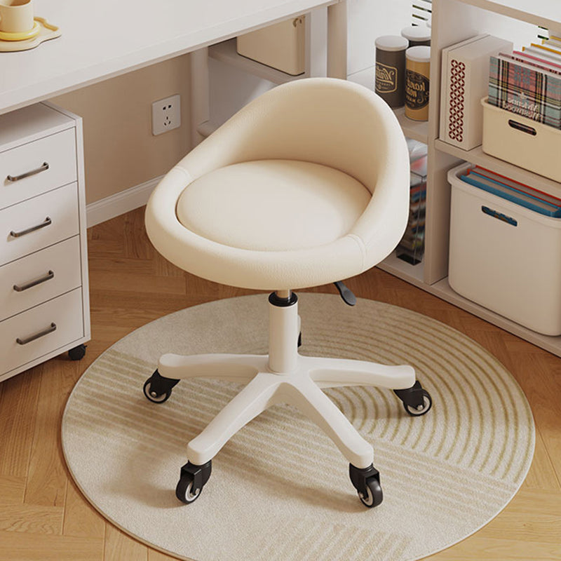 Contemporary Scandinavian Round Vanity Stool with Microfiber Leather Upholstery, Movable and Height-Adjustable, PP Base, Perfect for Bedroom