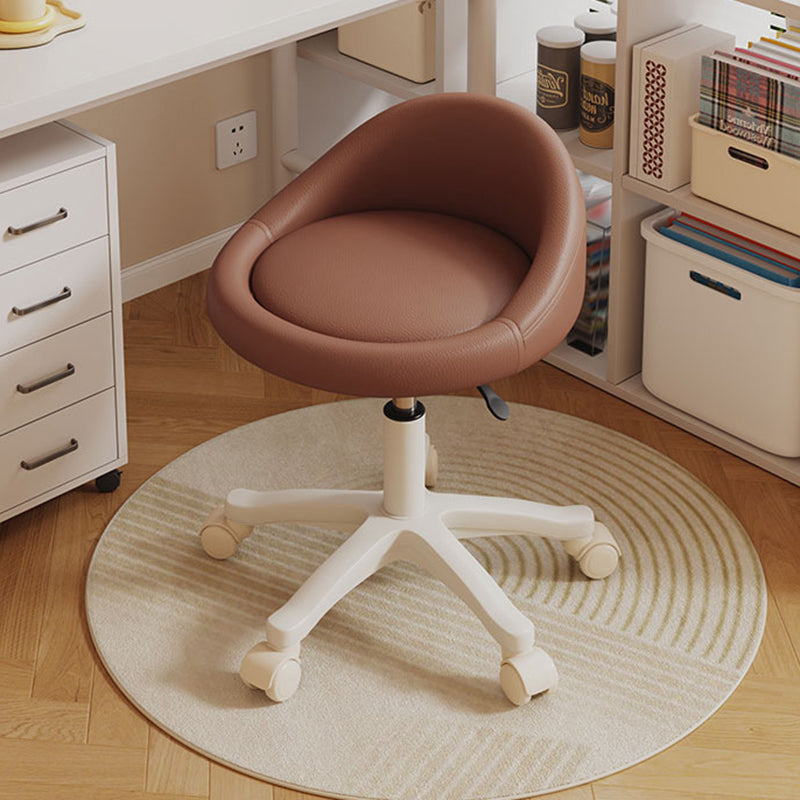 Contemporary Scandinavian Round Vanity Stool with Microfiber Leather Upholstery, Movable and Height-Adjustable, PP Base, Perfect for Bedroom