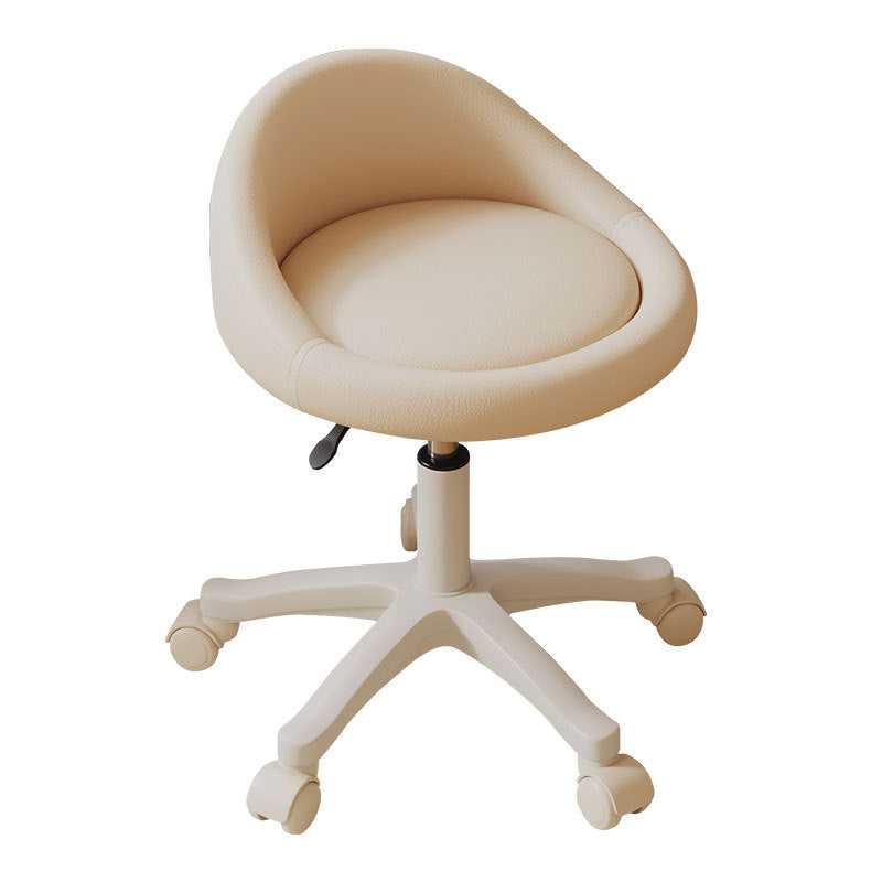 Contemporary Scandinavian Round Vanity Stool with Microfiber Leather Upholstery, Movable and Height-Adjustable, PP Base, Perfect for Bedroom