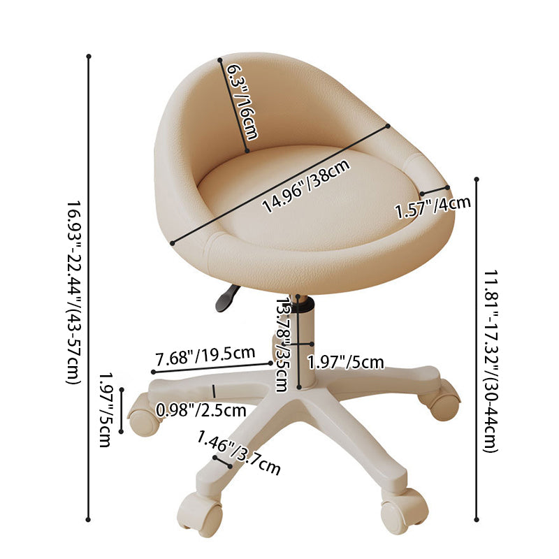 Contemporary Scandinavian Round Vanity Stool with Microfiber Leather Upholstery, Movable and Height-Adjustable, PP Base, Perfect for Bedroom