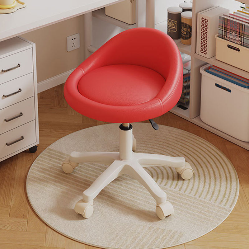 Contemporary Scandinavian Round Vanity Stool with Microfiber Leather Upholstery, Movable and Height-Adjustable, PP Base, Perfect for Bedroom