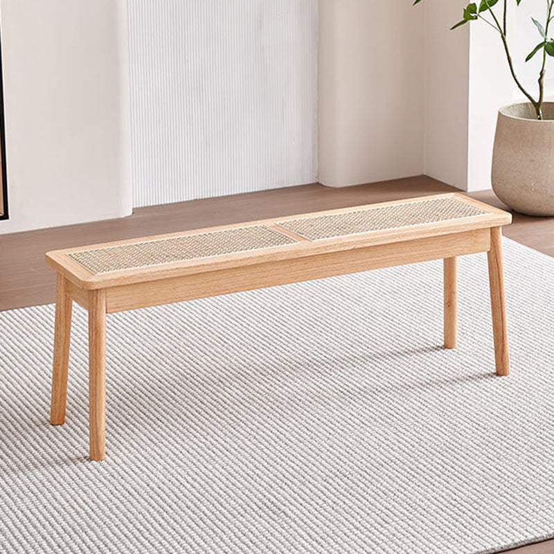 Modern Minimalist Rectangular Solid Wood Polyvinyl Chloride Rattan-Style Dining Chair For Dining Room