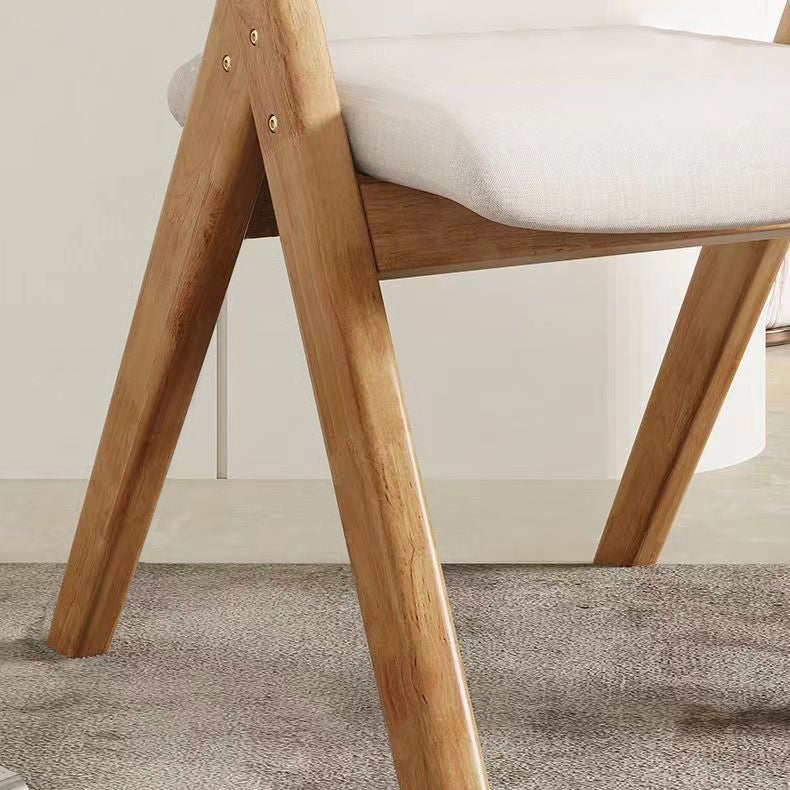 Modern Minimalist Solid Wood Dining Chair with a Square Foam-Padded Fabric Seat, Foldable Backrest and Armrests for Dining Room