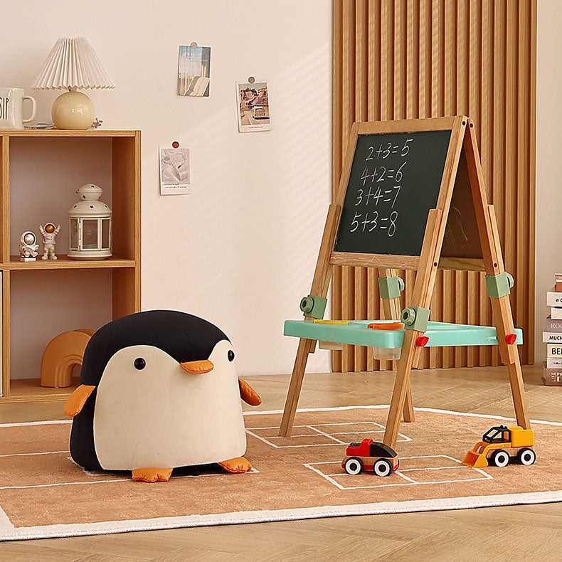Penguin-Shaped Velvet Sponge Fireproof Board – Contemporary Kids’ Low Stool, Armless for Living Room