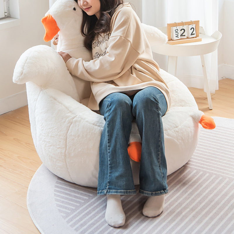 Goose-Shaped Kids Sofa with Faux Rabbit Fur, EPS/EPP Foam Backrest and Armrests – Contemporary Living Room Accent