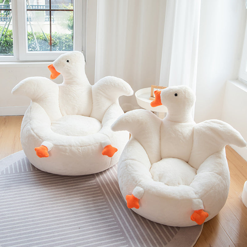 Goose-Shaped Kids Sofa with Faux Rabbit Fur, EPS/EPP Foam Backrest and Armrests – Contemporary Living Room Accent