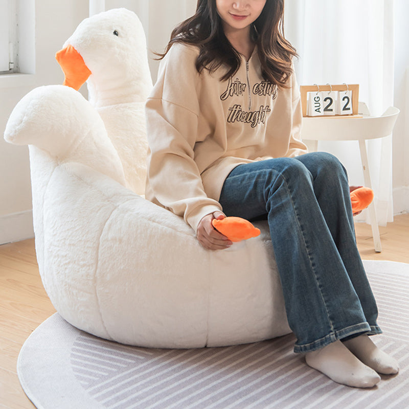 Goose-Shaped Kids Sofa with Faux Rabbit Fur, EPS/EPP Foam Backrest and Armrests – Contemporary Living Room Accent