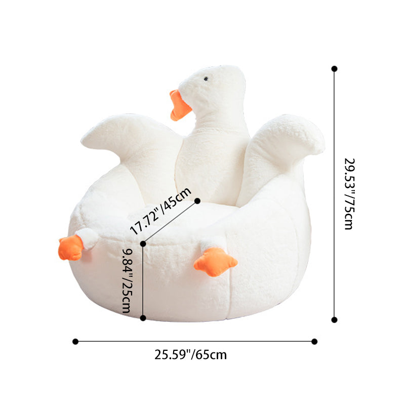 Goose-Shaped Kids Sofa with Faux Rabbit Fur, EPS/EPP Foam Backrest and Armrests – Contemporary Living Room Accent