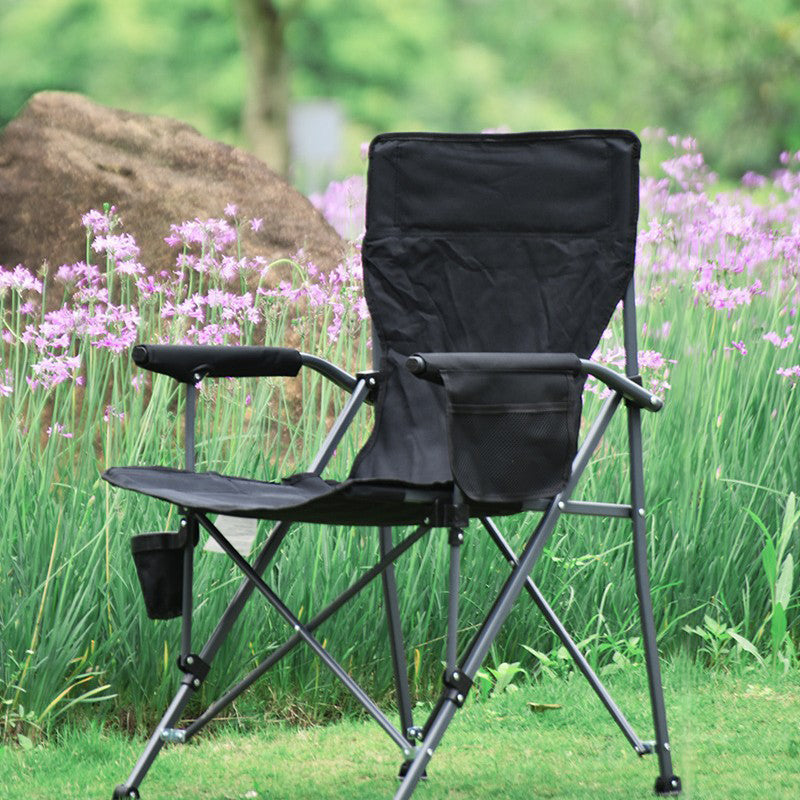 Modern Simplicity Oxford Fabric Foldable Camping Chair with Backrest and Armrests – Carbon Steel Square Frame, Ideal for Garden