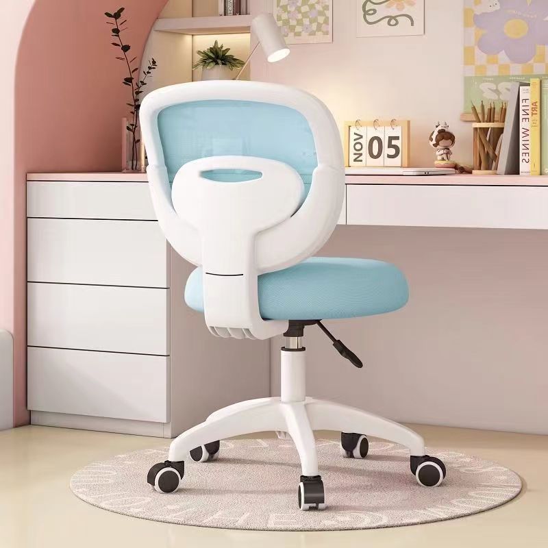 Modern Minimalist Kids Desk Chair – Height-Adjustable, Mid-Back with Backrest, Armrests & Footrest, Fabric/Nylon/Plastic & Stainless Steel for Home Office