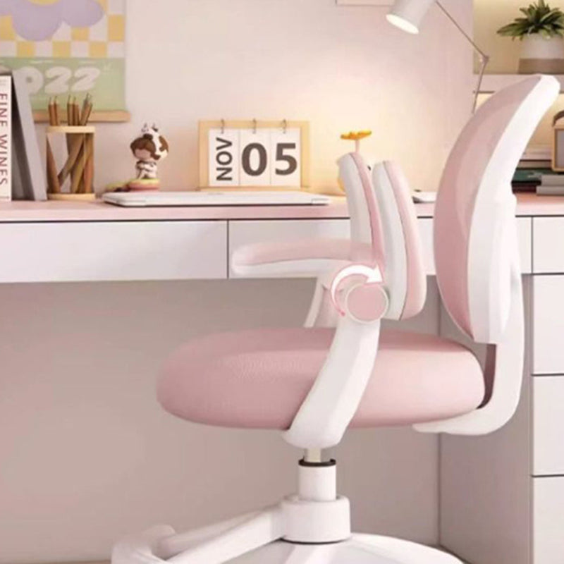 Modern Minimalist Kids Desk Chair – Height-Adjustable, Mid-Back with Backrest, Armrests & Footrest, Fabric/Nylon/Plastic & Stainless Steel for Home Office