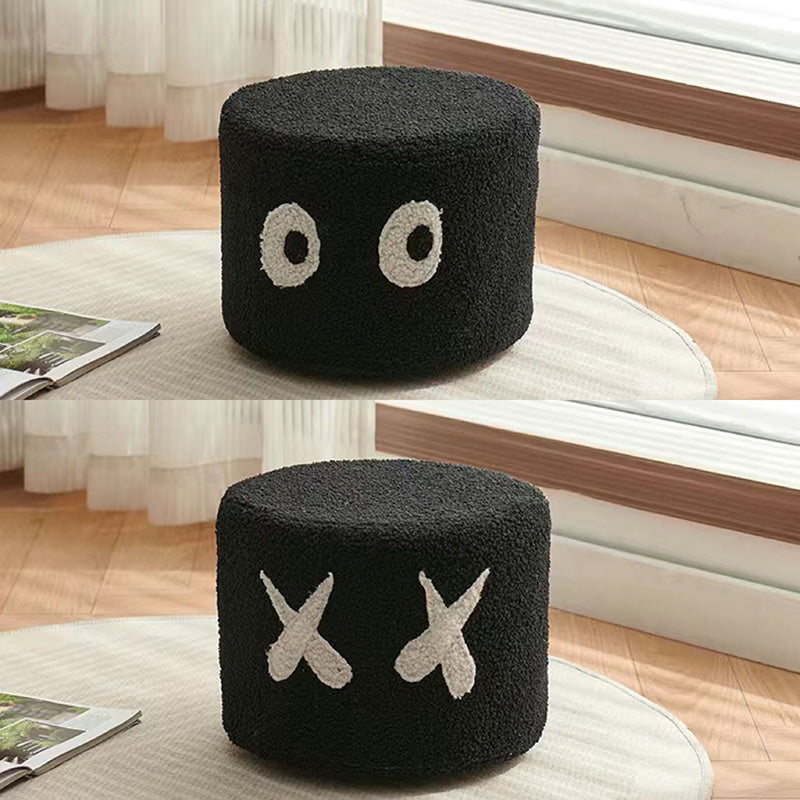 Contemporary Kids Round Lamb-Fleece Stool — Solid Wood, Multi-Layer Construction, Removable & Washable Cover, Low, Backless & Armless, Ideal for Entryways