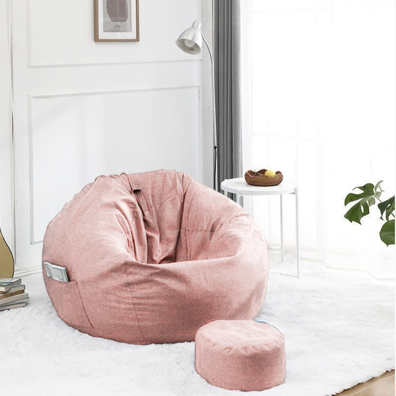 Modern Minimalist Round Cotton-Linen EPS Sofa Backrest & Footrest for Living Room