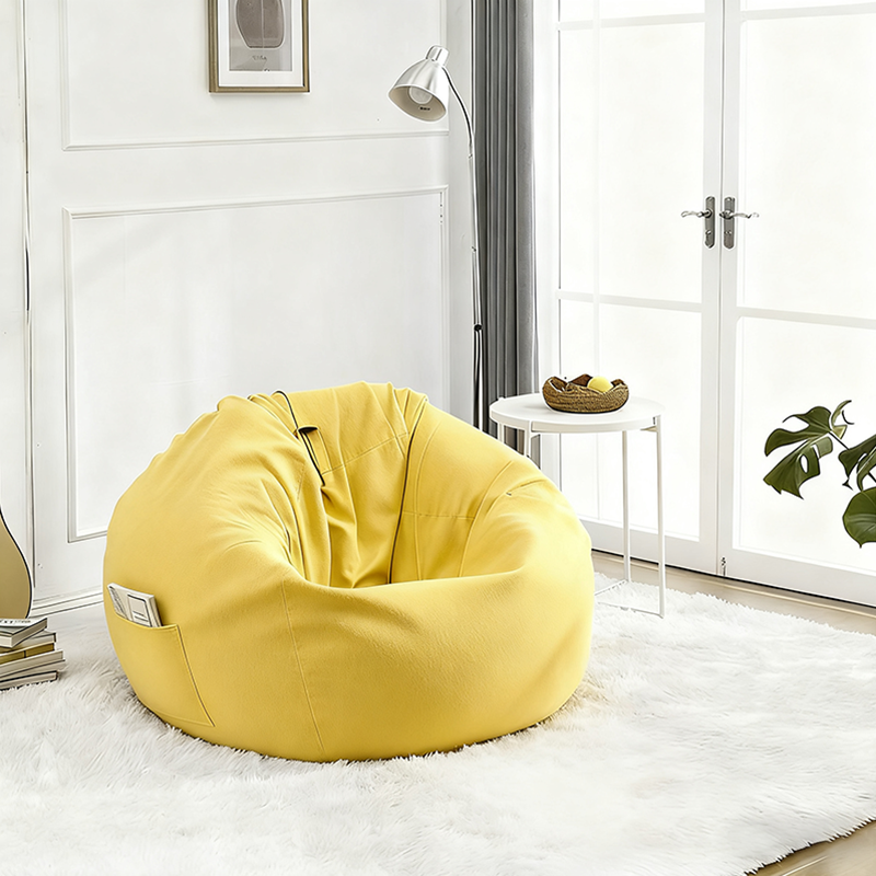 Modern Minimalist Round Cotton-Linen EPS Sofa Backrest & Footrest for Living Room