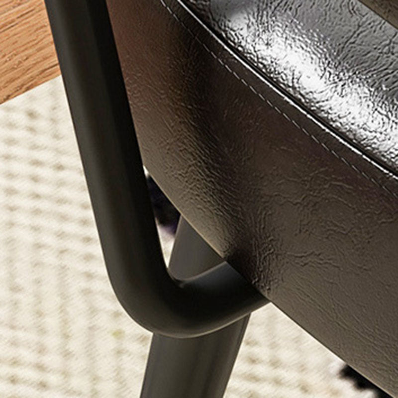 Nordic Contemporary 360° Swivel Desk Chair with Backrest & Armrests — Carbon Steel Frame, Oil-Waxed Leather, Sunflower Jacquard Upholstery for Home Office